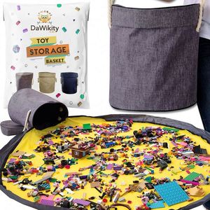 Échantillon Gratuit : Panier de Rangement pour Jouets et Tapis de Jeu, Sac Organisateur pour Briques de Construction, Sac en Toile pour Enfants, Conteneur à Cordon, Tapis de Jeu - Product Image 1