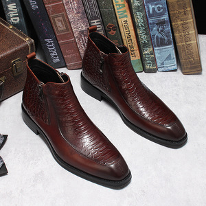 Bottes montantes Balmoral en cuir véritable pour homme, à lacets, texture poncée à la main, style workwear, solides, imperméables, antidérapantes, spécialité - Product Image 4