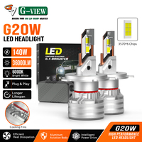 Ampoule de phare LED G20W 140W 36000 Lumens H4 H19 9V-60V 6000K à haute luminosité avec ventilateur de refroidissement en cuivre pour commande en gros