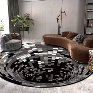 Illusion Floor Sublimation Teppiche Modern Circle Striped Living Room Großer, individuell bedruckter, runder 3D-Teppich