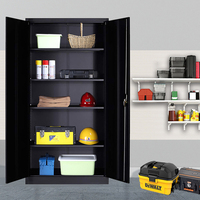 Meuble de classement en acier à 2 portes, noir et durable Armoire de rangement en métal pour bureau Armoire de rangement en acier
