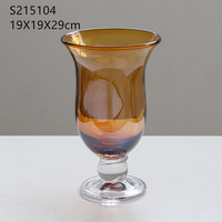 Vas Silinder Kaca Transparan, Tiupan Mulut, Warna Cognac Amber dan Abu-abu Asap, Tempat Bunga untuk Dekorasi Lilin