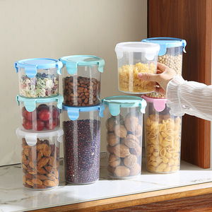 Transparent Plastic Airtight Jars For Grain And Cereal Storage Kitchen <b>Refrigerator</b> Food <b>Containers</b> Cylinder Shape M Size - Product Image 1