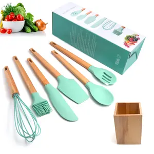 Kitchenware Non Stick Accessories Silicone Cooking Kitchen Utensil Cooking Set Tools With Holder