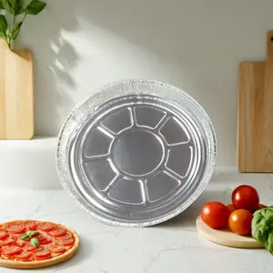 230x33mm Disposable Aluminum Foil Take Out Tray 9 Inch Disposable Pizza Baking Pans Round Flat Aluminium Containers