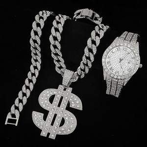 Collar con Colgante de Moda Hip Hop Europeo-Americano, Cadena Cubana con Dólares Incrustados de Diamantes, Accesorio Genial para Baile Urbano y Discoteca - Product Image 2