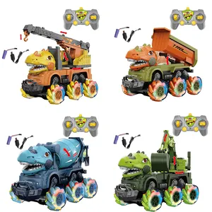1:14 पैमाने रिमोट कंट्रोल डायनासोर निर्माण खुदाई ट्रक 7 चैनल आर सी कार ट्रक खिलौने बच्चों के लिए रोशनी के साथ