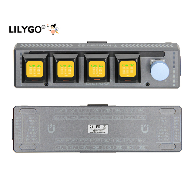 LILYGO T-Keyboard S3 Pro Dual-MCU (ESP32-S3 + STM32) Development Board with 4x 0.85'' TFT LCD Buttons, Wireless Connectivity