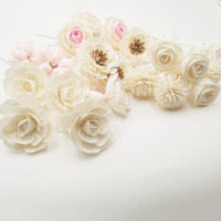 Diffuseur de parfum à rose en fleurs de sola fait main de 8 cm, diffuseur de parfum à rose en sola, fleurs en bois de sola