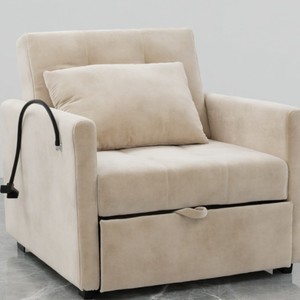 Canapé-<span class=keywords><strong>lit</strong></span> convertible multifonctionnel télescopique 2 <span class=keywords><strong>en</strong></span> 1, <span class=keywords><strong>lit</strong></span> simple ou double avec repose-pieds pour petits espaces - Product Image 1