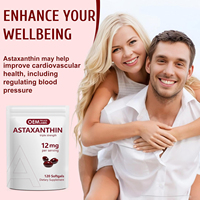 Cápsulas de Astaxantina de 12 mg OEM AIZHILIN, Suplementos Antioxidantes, Apoya la Salud de los Ojos, las Articulaciones, la Circulación Interna y la Piel, Grado Alimenticio