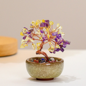 <b>Crystal</b> <b>Tree</b> Money <b>Tree</b> Decor Ceramic Base Feng Shui Home Office Decoration Gift Collection - Product Image 4