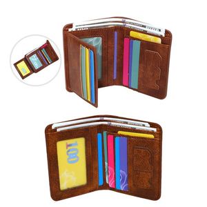 Bolsa Deportiva para Hombre, Cartera de Cuero, Cartera Triple, Estilo Vintage, Delgada, Corta, Multifuncional, Tarjetero, Porta Tarjetas de Crédito, Monedero Masculino - Product Image 1