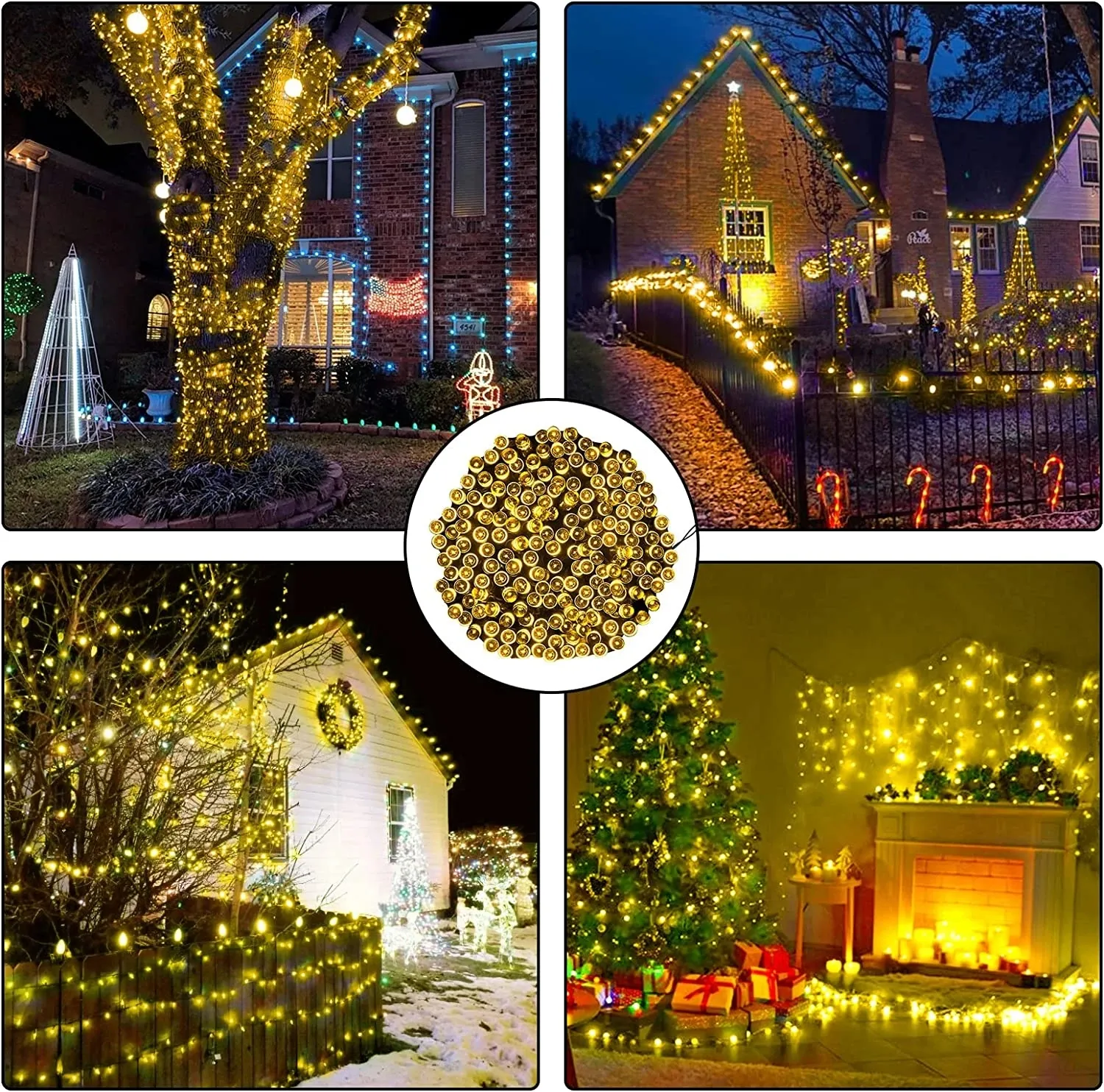 Solar Christmas Outdoor Waterproof Garden String Lights 72ft 200 Led 8 Modes Fairy Lights For Xmas Yard Porch Camping Decoration