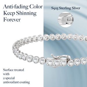 <span class=keywords><strong>Bracciale</strong></span> Tennis KRKC in Argento Sterling <span class=keywords><strong>925</strong></span> Placcato Oro 14K con Zirconi Cubici 5A, 2mm 3mm 4mm 5mm, per <span class=keywords><strong>Uomo</strong></span> e Donna - Product Image 3