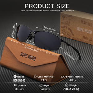 نظارات شمسية مستطيلة كلاسيكية فاخرة للرجال من خشب الأمل مربعة من سبائك زرقاء UV400 بتصميم عصري نظارات ركوب - Product Image 5