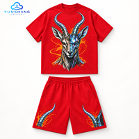 Ensemble deux pièces streetwear pour homme en mélange de coton respirant, tricoté, imprimé numériquement avec motif Cyber Antelope