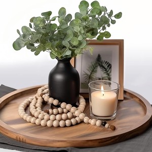 Wooden Serving <b>Tray</b> Round Natural Wood Decorative Plate For Tea Coffee <b>Snack</b> Fruit Kitchen Table Display - Product Image 1