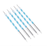 Stylo Double tête en silicone, 1 pièce, pointe en métal, art des ongles, avec poignée en acrylique