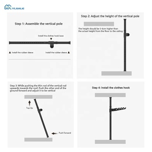 YIJIALE Prêt à expédier OEM/ODM Porte-manteau télescopique sans perçage, installation rapide, hauteur réglable, pour maison <span class=keywords><strong>de</strong></span> location - Product Image 3