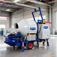Bétonnière mobile diesel portable de 100 m de portée avec pompe, capacité de 30 m3/h, pour bâtiments de grande hauteur