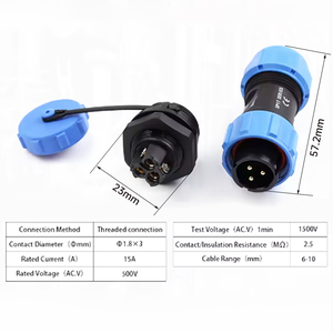 LP/<span class=keywords><strong>SP17</strong></span> senza saldatura IP68 cavo cavo impermeabile connettori maschio femmina 2/3/4 perno a vite tipo avorio presa presa dado posteriore - Product Image 5