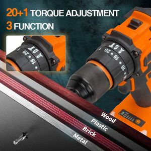 Perceuse à percussion multifonctionnelle 21V à <span class=keywords><strong>batterie</strong></span> lithium, double vitesse, perceuse électrique manuelle, <span class=keywords><strong>outil</strong></span> combiné électrique, perceuse à moteur sans balais - Product Image 4
