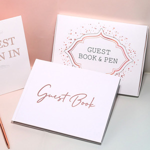 Livre d'or élégant en or <span class=keywords><strong>rose</strong></span> avec stylo, album de signature à couverture rigide pour mariage, réception, baby shower et événements festifs - Product Image 1