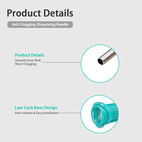 Tip Dispensing Plastik Hub Luer Lock 1/2 Inch Jarum Tumpul Stainless Steel 18 Gauge untuk Perekat Industri