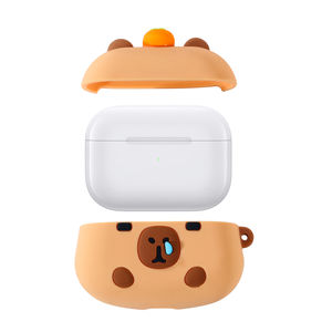 Fundas de silicona para auriculares de lujo Kawaii 3D con dibujos animados bonitos Capybara para <span class=keywords><strong>AirPods</strong></span> Pro 2nd 3rd Generation, funda para auriculares inalámbricos - Product Image 3