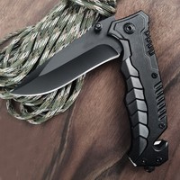 Couteau de poche tactique pliable de haute qualité pour la chasse, la survie en camping, multifonctionnel, noir, avec manche en aluminium 3cr13