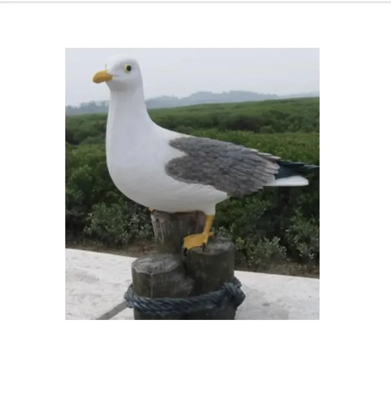 फैक्टरी कस्टम आउटडोर उद्यान लॉन लैंडस्केप आभूषण मूर्तिकला राल हस्तकला एफआरपी सीगल पक्षी मूर्तिकला के लिए बिक्री