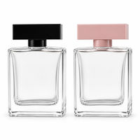 Flacon de parfum en verre de 100 ml, rectangulaire et plat, contenant de parfum, col à sertir de 15 mm, emballage personnalisé avec logo