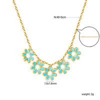 Collar de Acero Inoxidable con Flor de Margarita Dorada, Esmalte en Racimo, Cadena Azul Lavanda y Blanca, Joyería para Mujer, Venta al por Mayor, OEM Personalizado