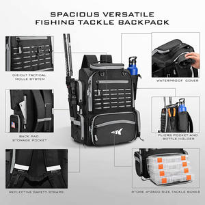 Sac à dos de pêche imperméable en nylon à trois couches de grande capacité 20-35L Unisexe Sac de rangement multifonctionnel pour l'extérieur - Product Image 2