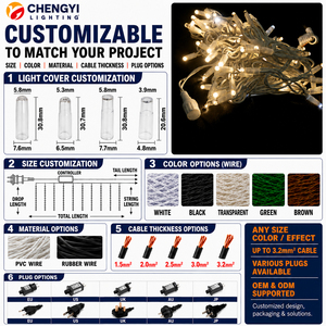 Guirnalda de <span class=keywords><strong>Luces</strong></span> LED Cálidas Blancas, IP44, Cable de PVC Blanco, 10 Metros, 100 LED, Decoración para Árbol de <span class=keywords><strong>Navidad</strong></span>, Porche, Fiesta, Color Personalizado, OEM - Product Image 5