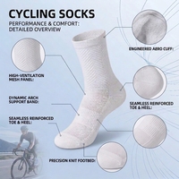 Chaussettes de cyclisme professionnelles pour jeunes hommes, personnalisables avec logo OEM, respirantes, de haute qualité, pour le sport, le vélo de route et les activités de plein air.