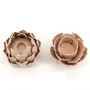 Bougeoir de lotus en céramique rose, 2 pièces, de haute qualité pour décorations de mariage