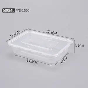 500Ml Rò Rỉ Bằng Chứng Takeaway Nhựa PP Dùng Một Lần Lò Microwave Thực Phẩm Container Cho Bán