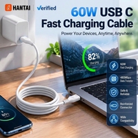 Câble USB C vers USB C PD 60W, charge rapide, durable, fiable, blanc, type C, pour Macbook Air, iPad Pro, Samsung S24 Ultra.