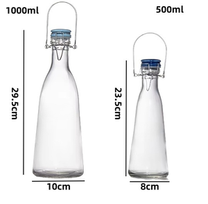 <span class=keywords><strong>Bouteille</strong></span> d'eau en verre réutilisable <span class=keywords><strong>de</strong></span> haute qualité, étanche, transparente, grande, 500 ml, 1000 ml, en forme <span class=keywords><strong>de</strong></span> cône, pour jus, <span class=keywords><strong>vin</strong></span>, lait, boissons, avec couvercle à boucle - Product Image 6