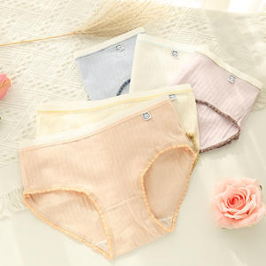 Groothandel Kant Afgezet Mid Taille Dames Puur Katoenen Ondergoed, Volledig Katoenen Kruis Antibacteriële Driehoek Broek - Product Image 1