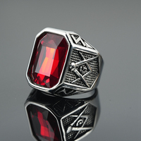 Nouvelle bague maçonnique bijoux bague en pierre de couleur étanche grande bague de mode avec pierre