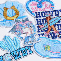 Offre Spéciale : Patchs Brodés Ocean Cowgirl à Thermocoller – Applique Bleu Clair Style Plage, Surf et Western pour Chapeaux, Sacs et Vêtements