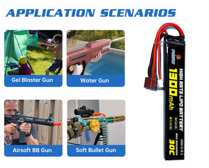 PONFLY 1300mAh 3S 11.1V 30C エアソフト<span class=keywords><strong>BB</strong></span>ガン バッテリー Lipoバッテリー 2S 7.4V 1300mAh 充電式 リチウムソフトブレットガン バッテリー - Product Image 5