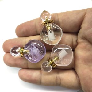 Amethyst alami Sweetie Rose Quartz kristal bening botol parfum Druzy perhiasan indah lucu jimat liontin mode DIY - Product Image 6