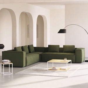 Sofá de Terciopelo Corduroy Block PT6121, Sofá Seccional de Esquina para Sala de Estar con Chaise Longue, Cojín de Esponja Resistente - Product Image 1