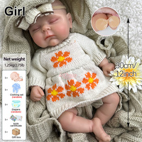 Poupée en silicone ultra-souple de 30cm pour bébé fille, membres pliables avec yeux fermés, mini jouet d'accessoires photo conçus pour réduire la solitude