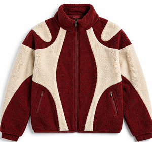 Fabricants de vêtements, veste en polaire sherpa personnalisée pour hommes, veste à blocs de couleur, logo personnalisé, streetwear, veste d'hiver, usine OEM ODM - Product Image 3