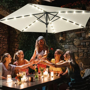 Venta al por mayor retro bohemio LED Patio paraguas gran jardín terraza sombrilla impermeable al aire libre playa sombrilla <span class=keywords><strong>para</strong></span> hoteles del proveedor mejor - Product Image 5